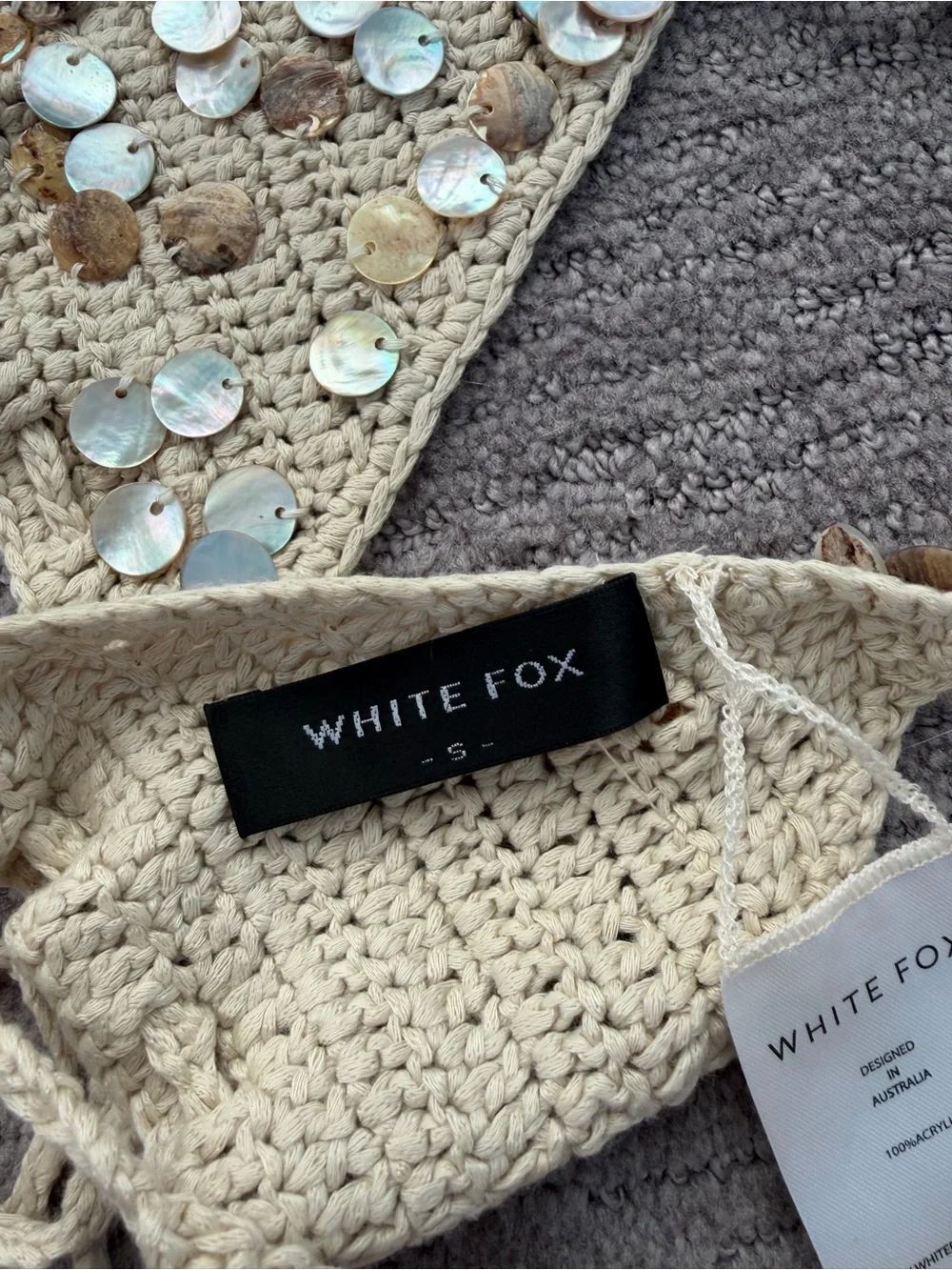 NEW White Fox Boutique Need A Holiday Crochet Shell Bikini, Size S/XS - Picture 9 of 12